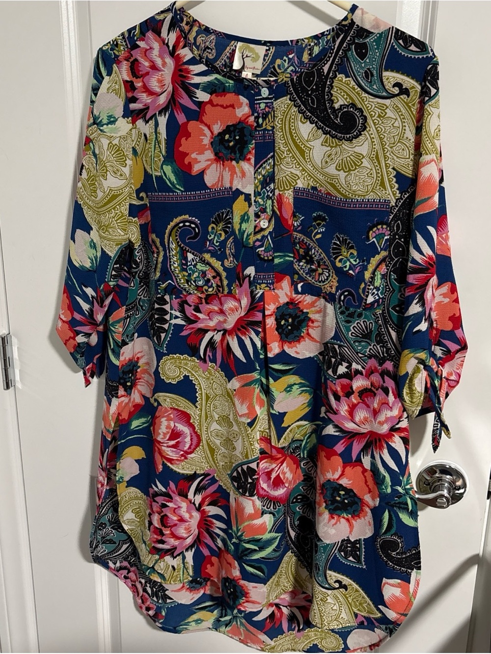Fig and Flower Anthropologie Tunic / Dress Medium Floral & Paisley Side Slits L